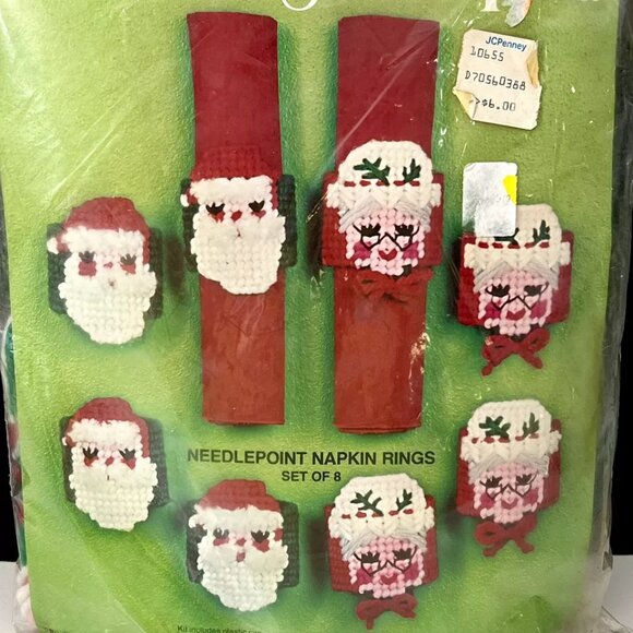 Bucilla Christmas Needlepoint Kit Napkin Rings #60388 Santa Claus Mrs. Claus NIP - Picture 3 of 7